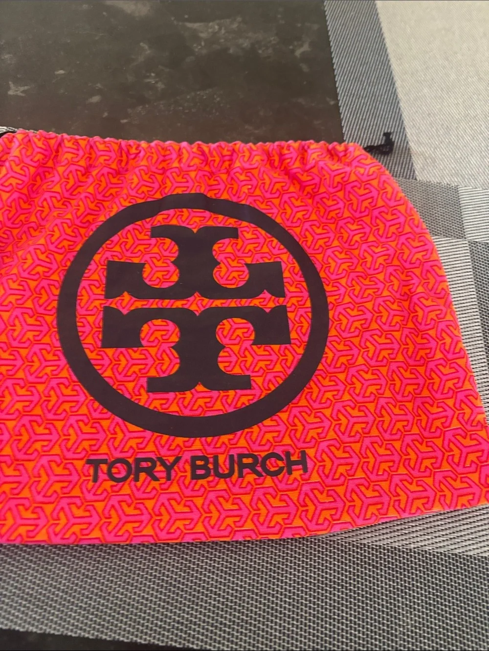 Tory Burch Silver Metallic Mesh Clutch with Logo Snap